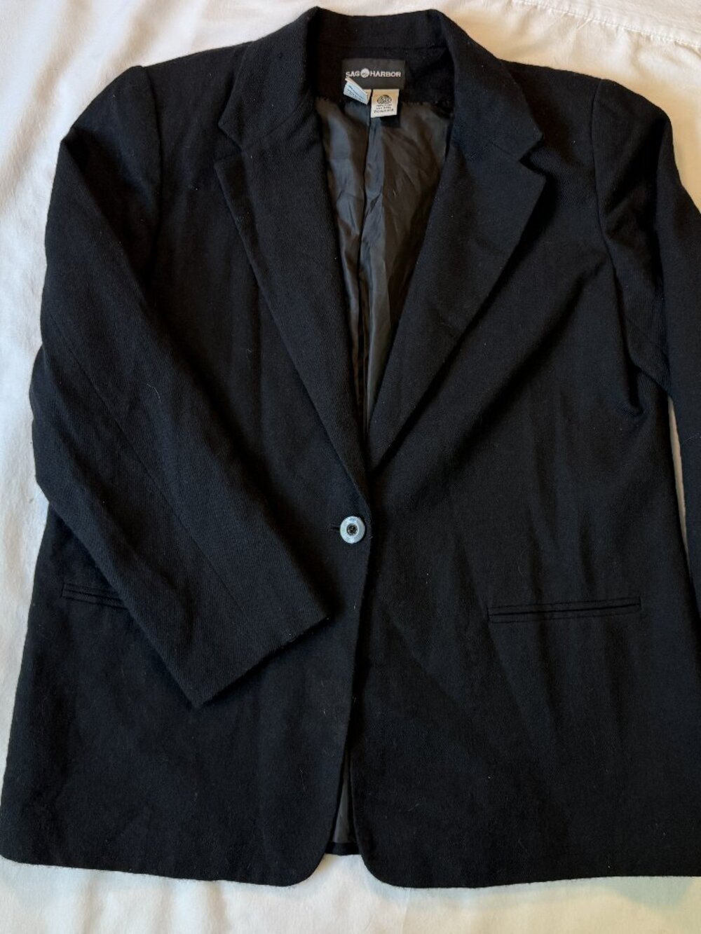 Sag Harbor 100% Wool Blazer Black Single Button Size 16